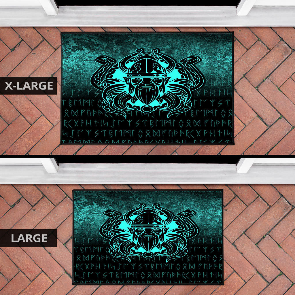 Viking Door Mat Nordic Warrior Valhalla Norse Cyan Version Door Mat RLT12