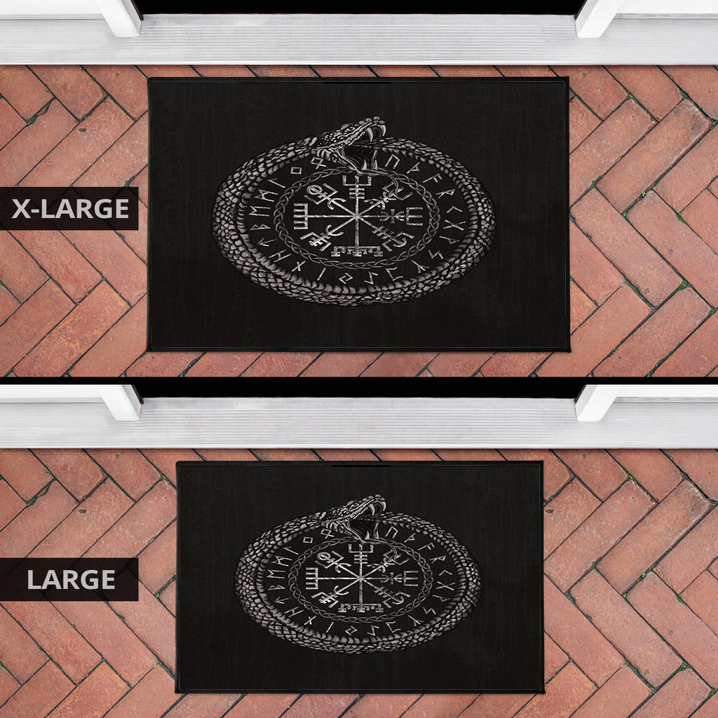 Viking Door Mat Viking Vegvisir with Ouroboros and Runes Door Mat RLT12