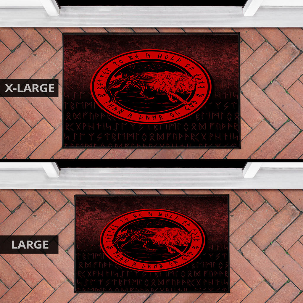 Wonder Print Shop Door Mat - Wolf Of Odin - Red Version Door Mat RLT12