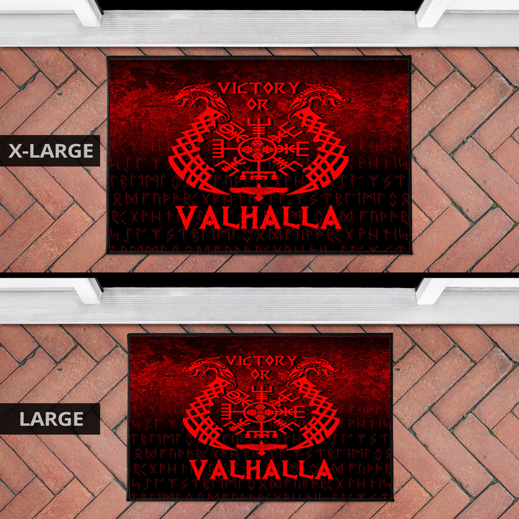 Wonder Print Shop Door Mat - Victory or Valhalla - Red Version Door Mat RLT12
