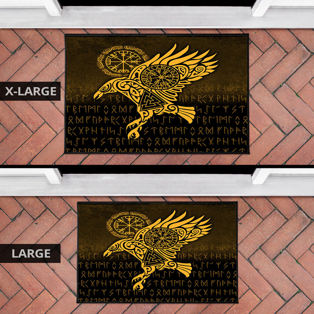 Viking Door Mat Raven Vegvisir Tattoo Gold Version Door Mat RLT12