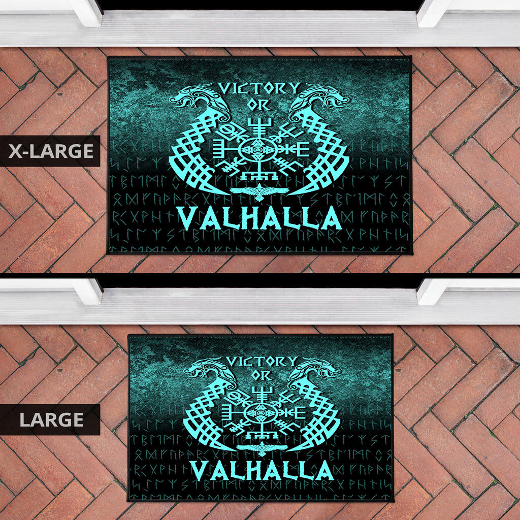 Wonder Print Shop Door Mat - Victory or Valhalla - Cyan Version Door Mat RLT12
