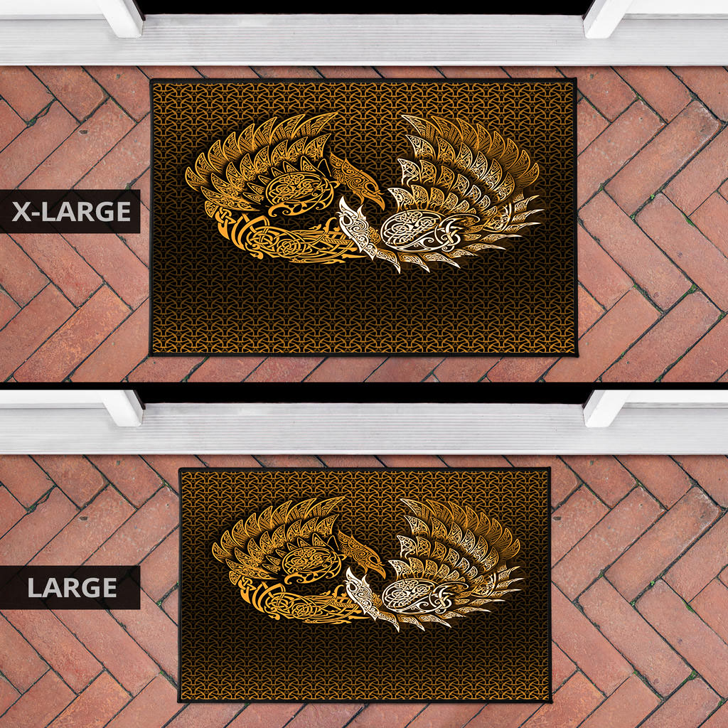 Viking Door Mat Ragnarok Huginn Muninn Gold Version Door Mat RLT12