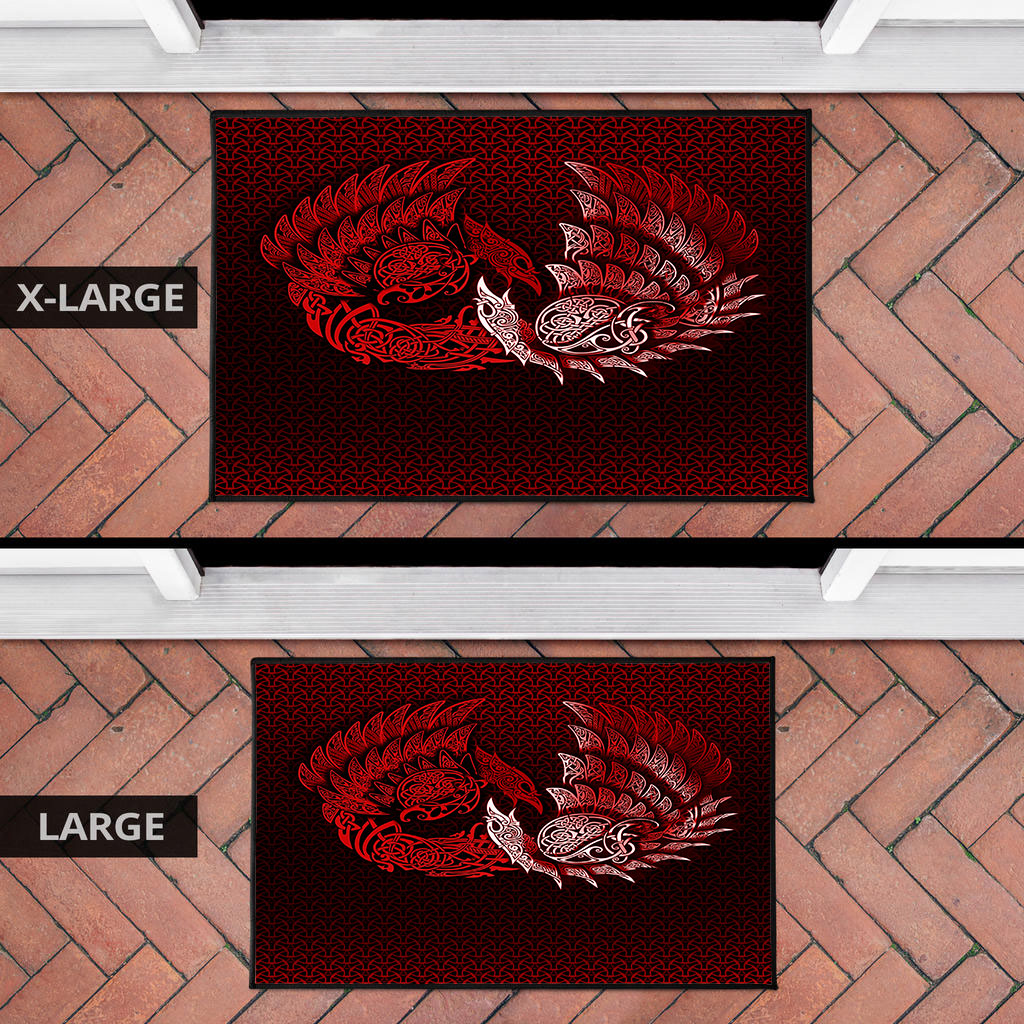 Viking Door Mat Ragnarok Huginn Muninn Red Version Door Mat RLT12