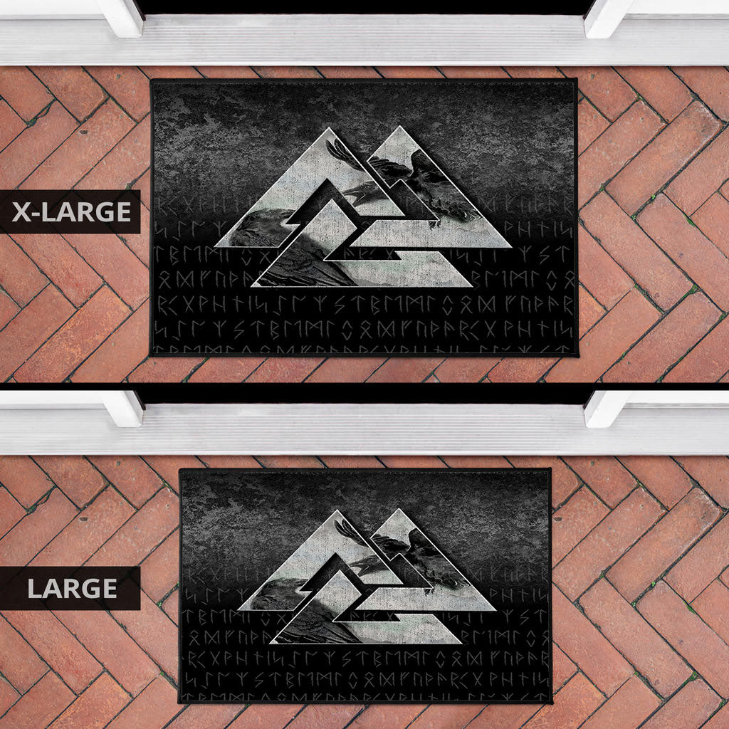 Viking Door Mat Huginn Muninn Ravens from Odin Viking Door Mat RLT12