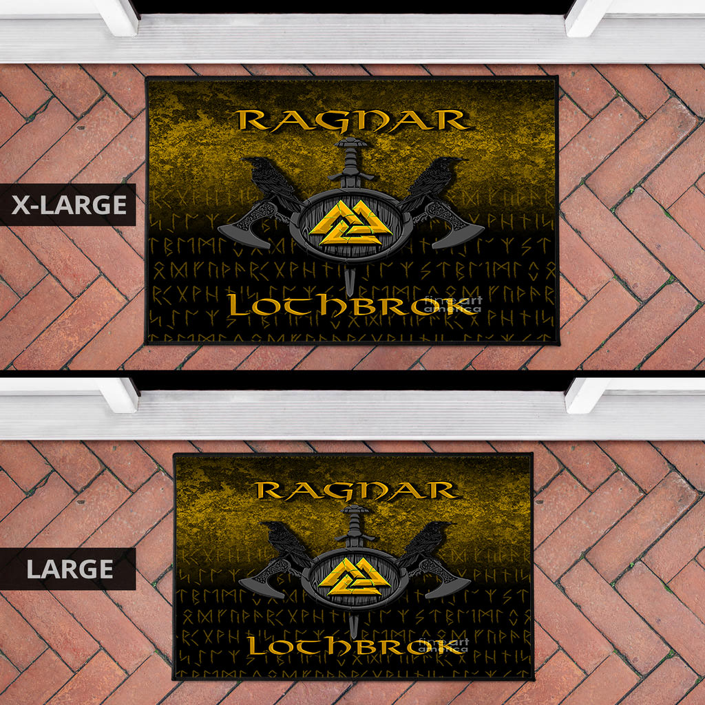 Viking Door Mat Ragnar Lothbrok Ragnar Lodbrok Viking Warrior Gold Version Door Mat RLT12