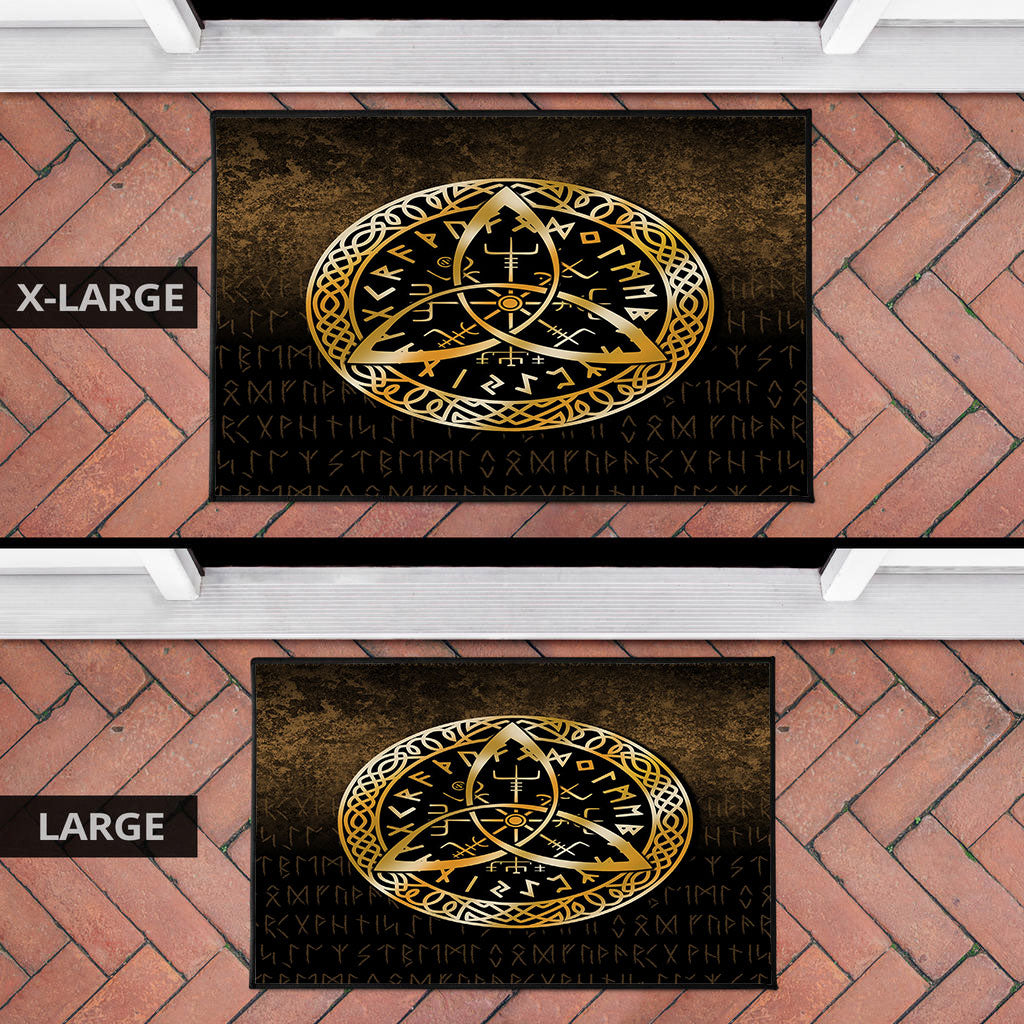 Viking Door Mat Vegvisir Nordic Viking Rune Gold Version Door Mat RLT12