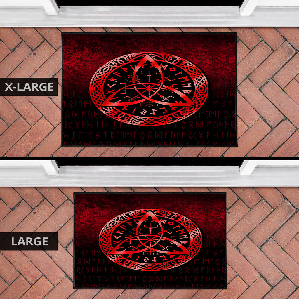 Viking Door Mat Vegvisir Nordic Viking Rune Red Version Door Mat RLT12