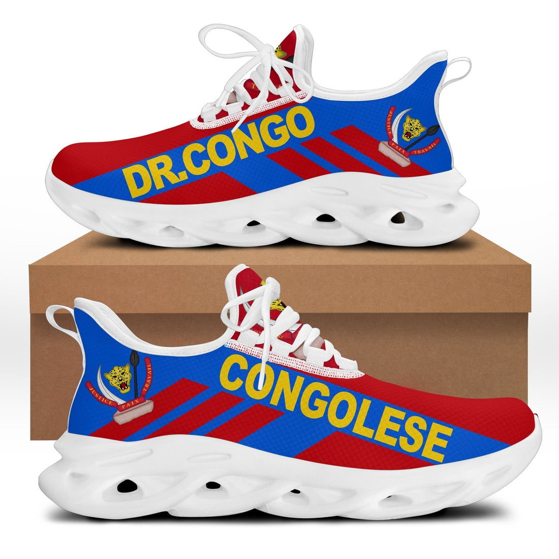 Wonder Print Shop Footwear - Democratic Republic of the Congo Stripe Style Clunky Sneakers LT10