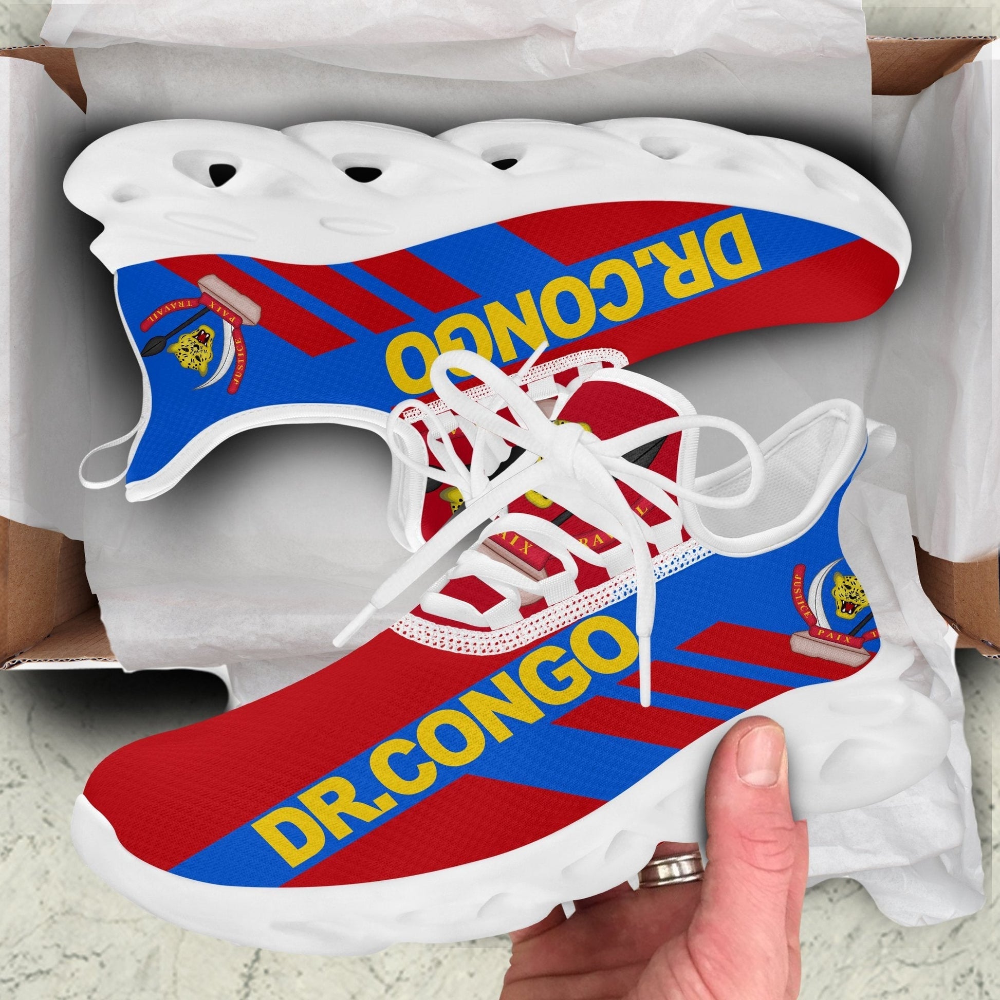 Wonder Print Shop Footwear - Democratic Republic of the Congo Stripe Style Clunky Sneakers LT10