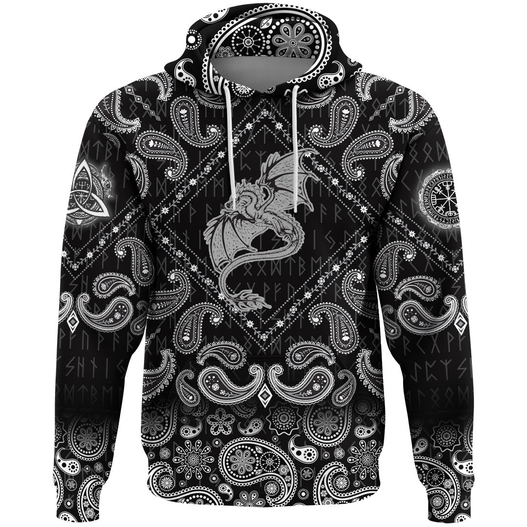 Viking Hoodie Dragon with Bandana Paisley Style RLT12