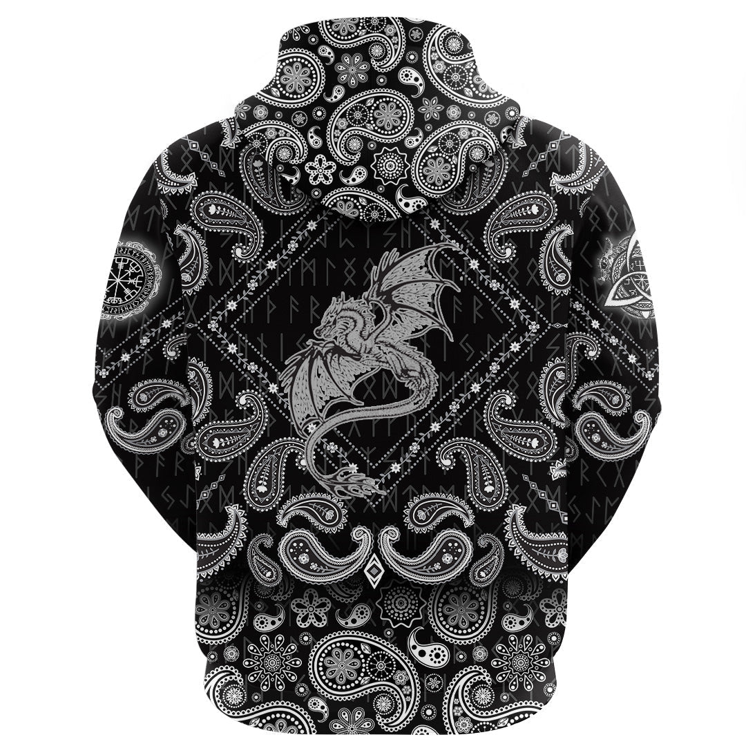 Viking Hoodie Dragon with Bandana Paisley Style RLT12