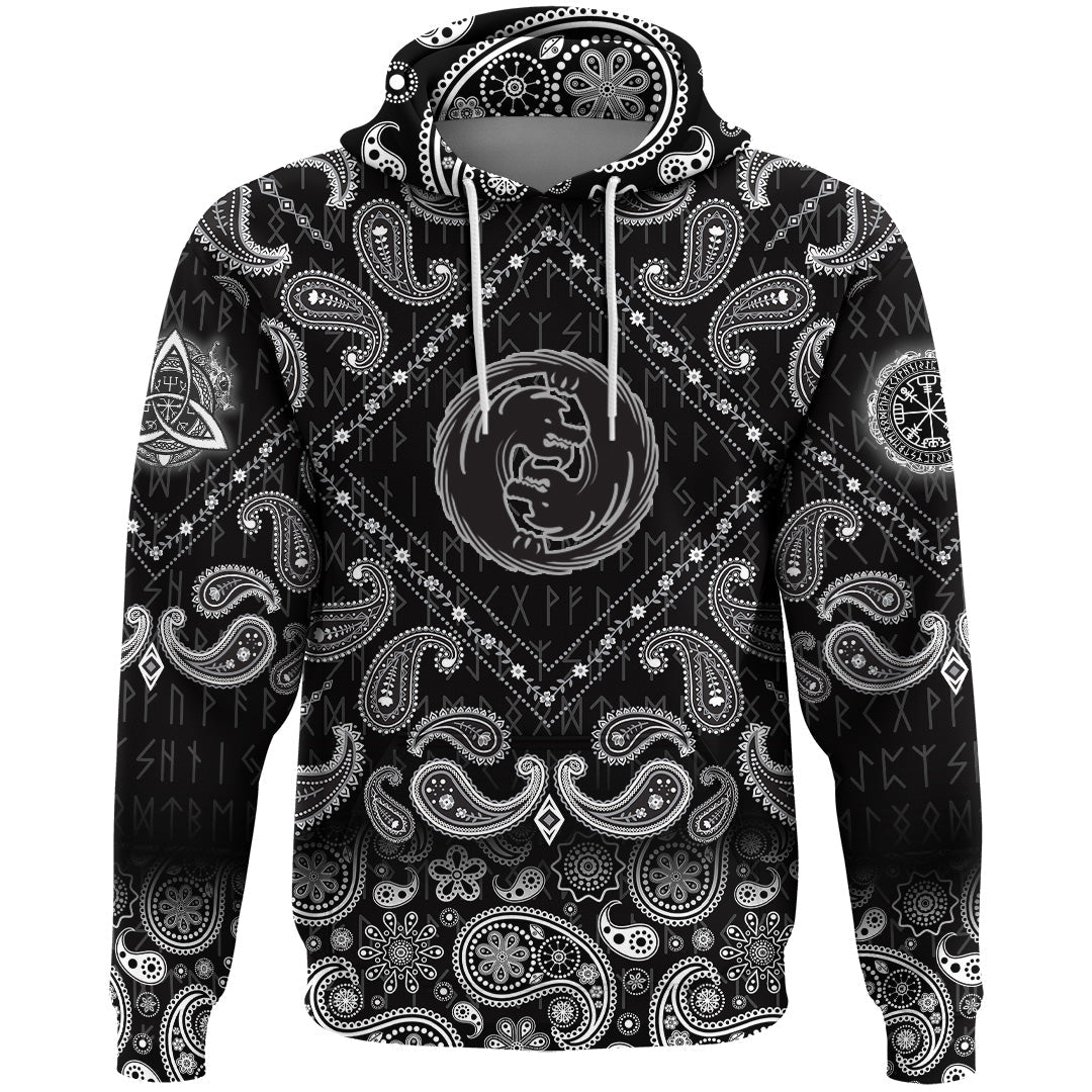 Viking Hoodie Dragon Emblem with Bandana Paisley Style RLT12
