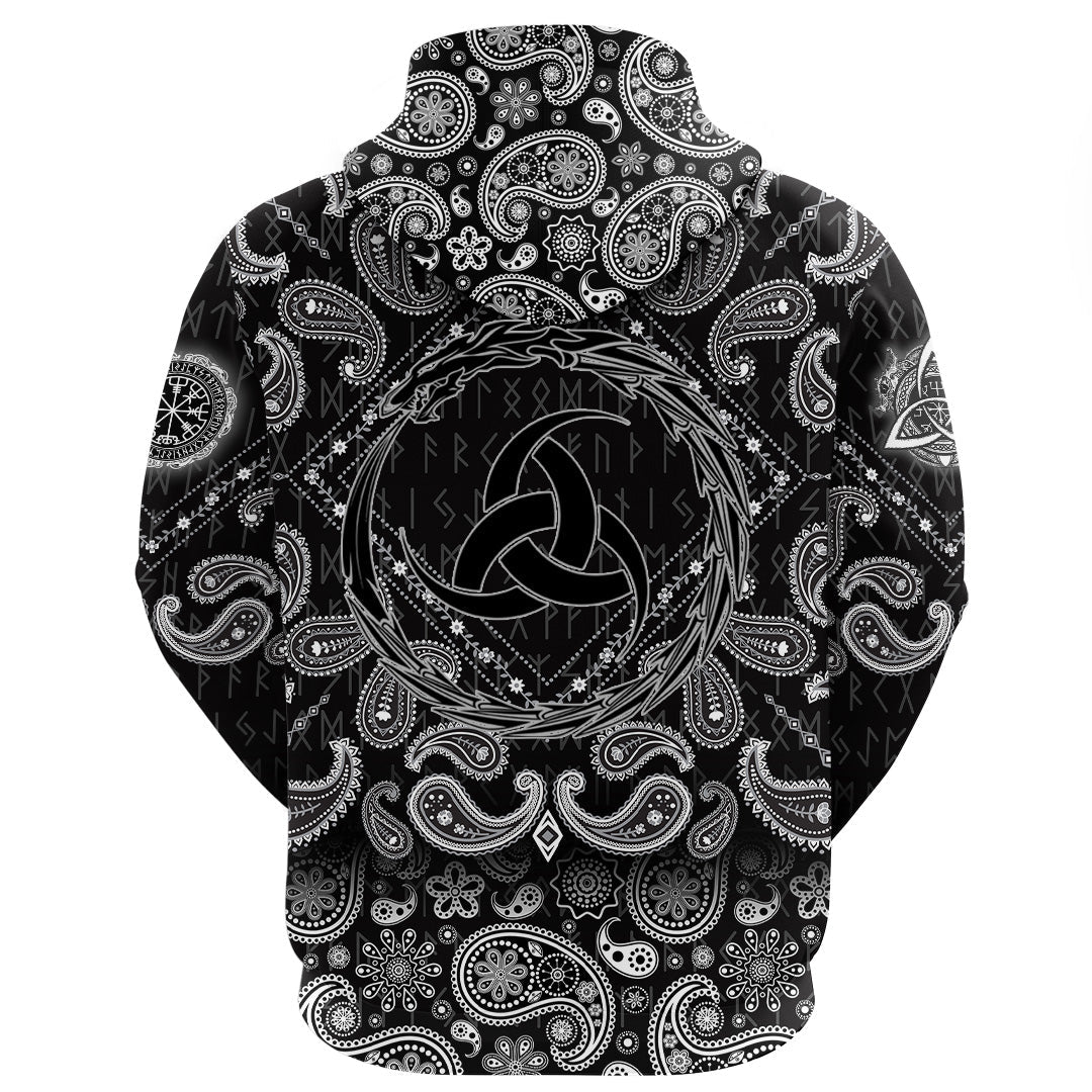 Viking Hoodie Dragon Triple Horn with Bandana Paisley Style RLT12