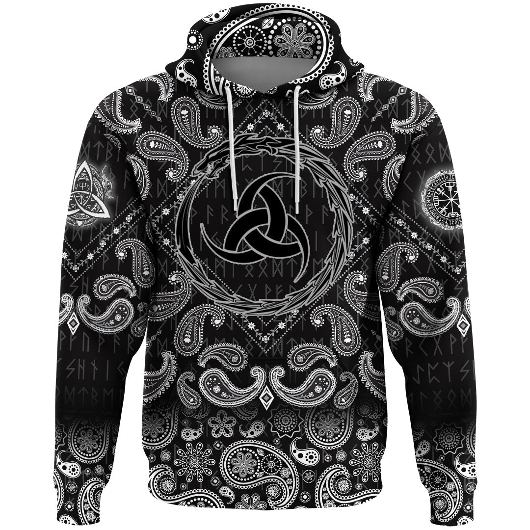Viking Hoodie Dragon Triple Horn with Bandana Paisley Style RLT12