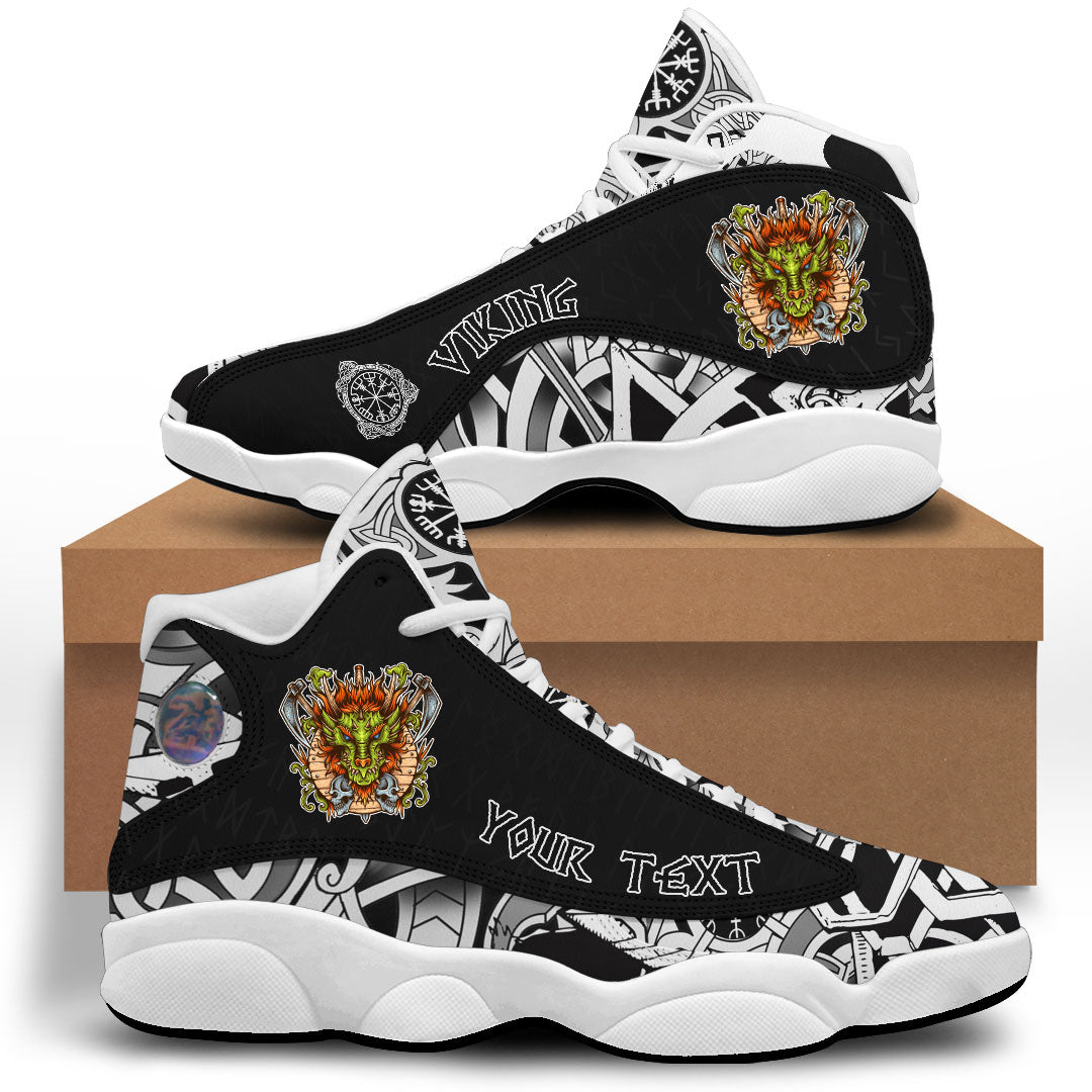 (Custom) Viking - Dragon Shield Axe Sword Skull Sneakers J13 RLT12