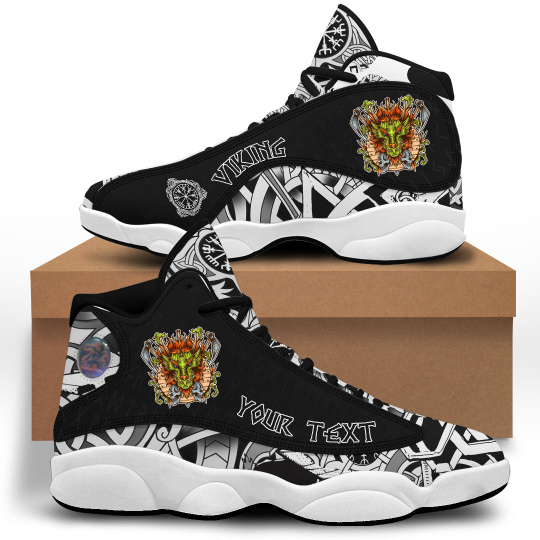 (Custom) Viking - Dragon Shield Axe Sword Skull Sneakers J13 RLT12