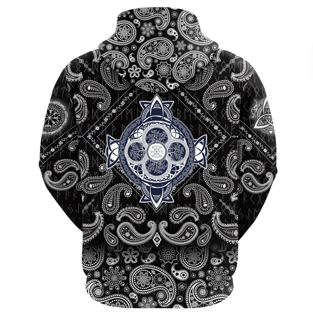 Viking Hoodie Dragons and Celtic Tree Of Life with Bandana Paisley Style RLT12