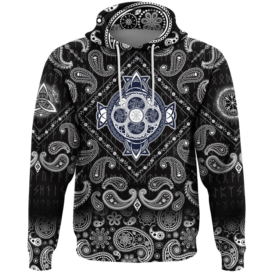 Viking Hoodie Dragons and Celtic Tree Of Life with Bandana Paisley Style RLT12