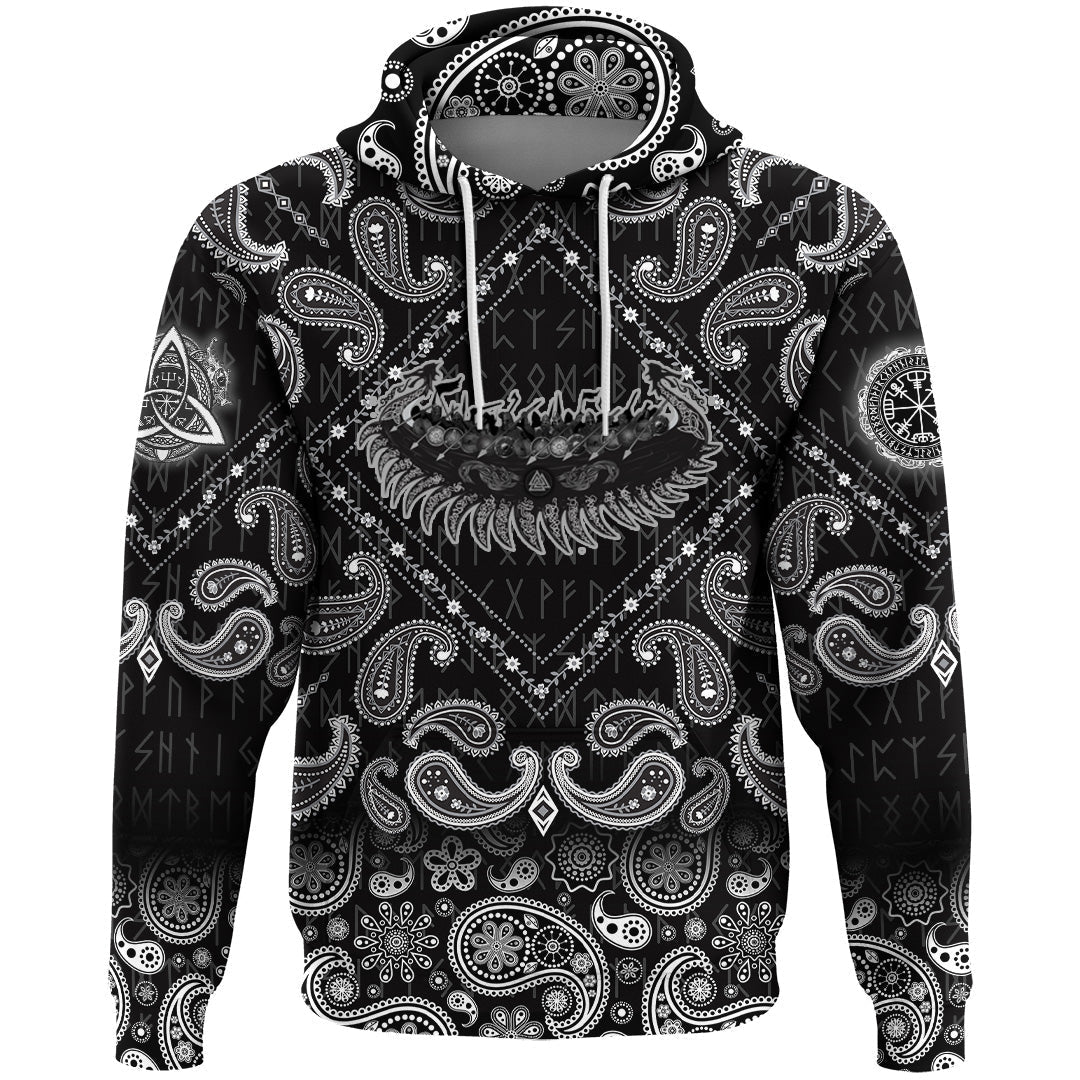 Viking Hoodie Drakkar Warriors with Bandana Paisley Style RLT12
