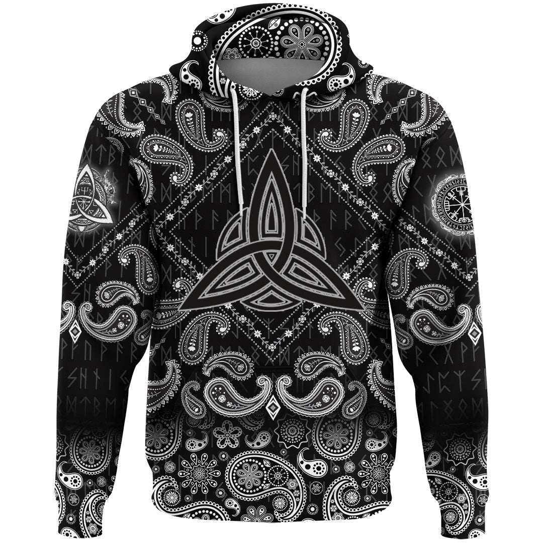 Viking Hoodie Elements Of The Nature Amulet Of Vikings with Bandana Paisley Style RLT12