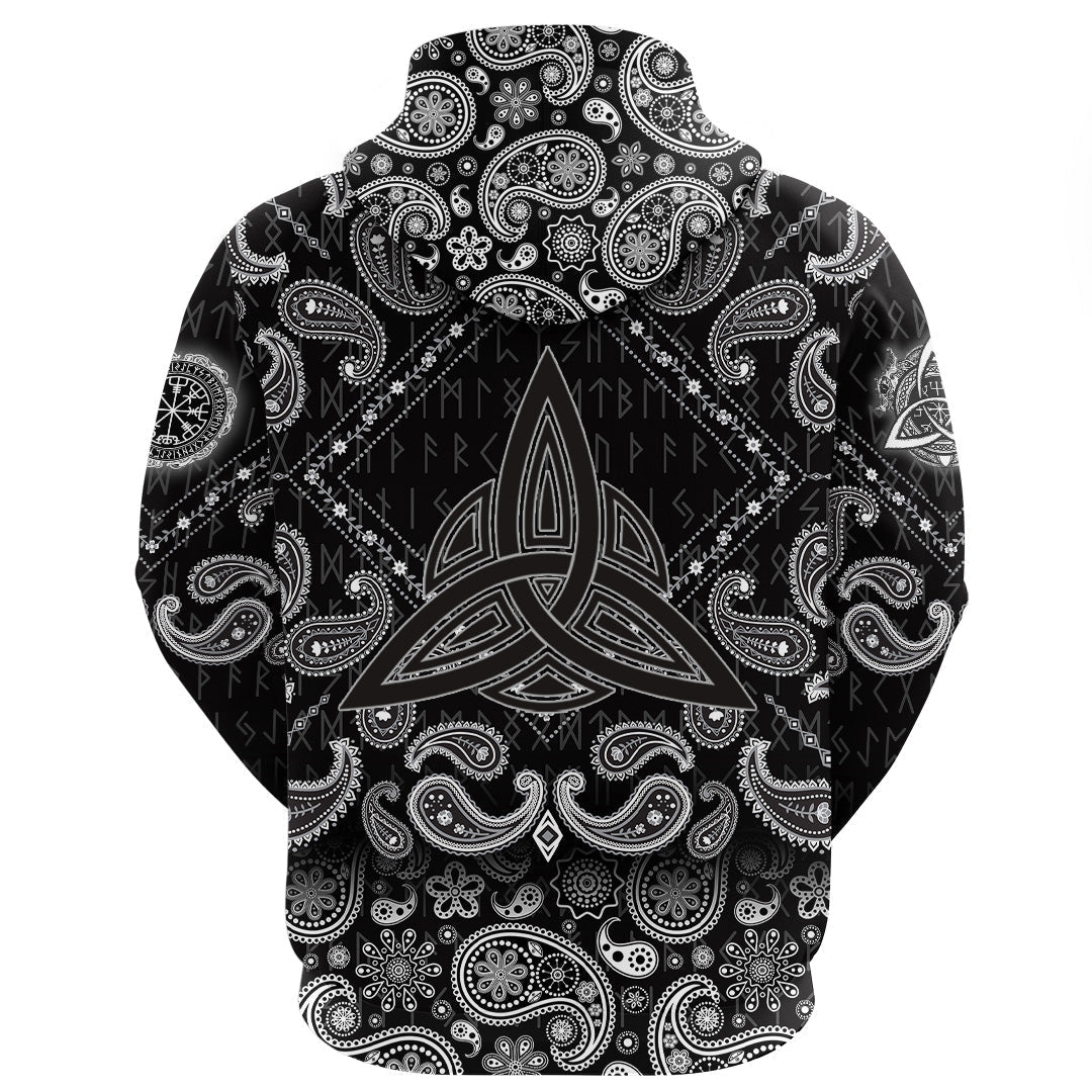 Viking Hoodie Elements Of The Nature Amulet Of Vikings with Bandana Paisley Style RLT12