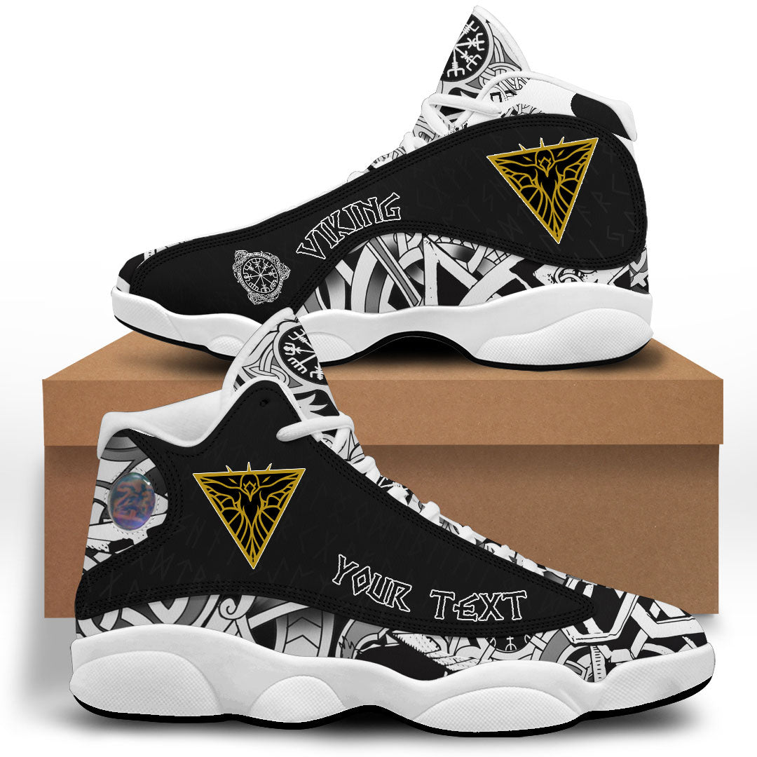 (Custom) Viking - Esoteric Gold Colored Triangle Shape Raven Symbol Sneakers J13 RLT12
