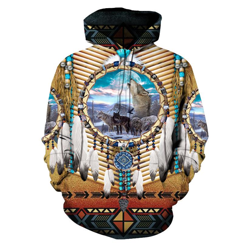 Wolf Dreamcatcher 3D Native American Hoodie LT10