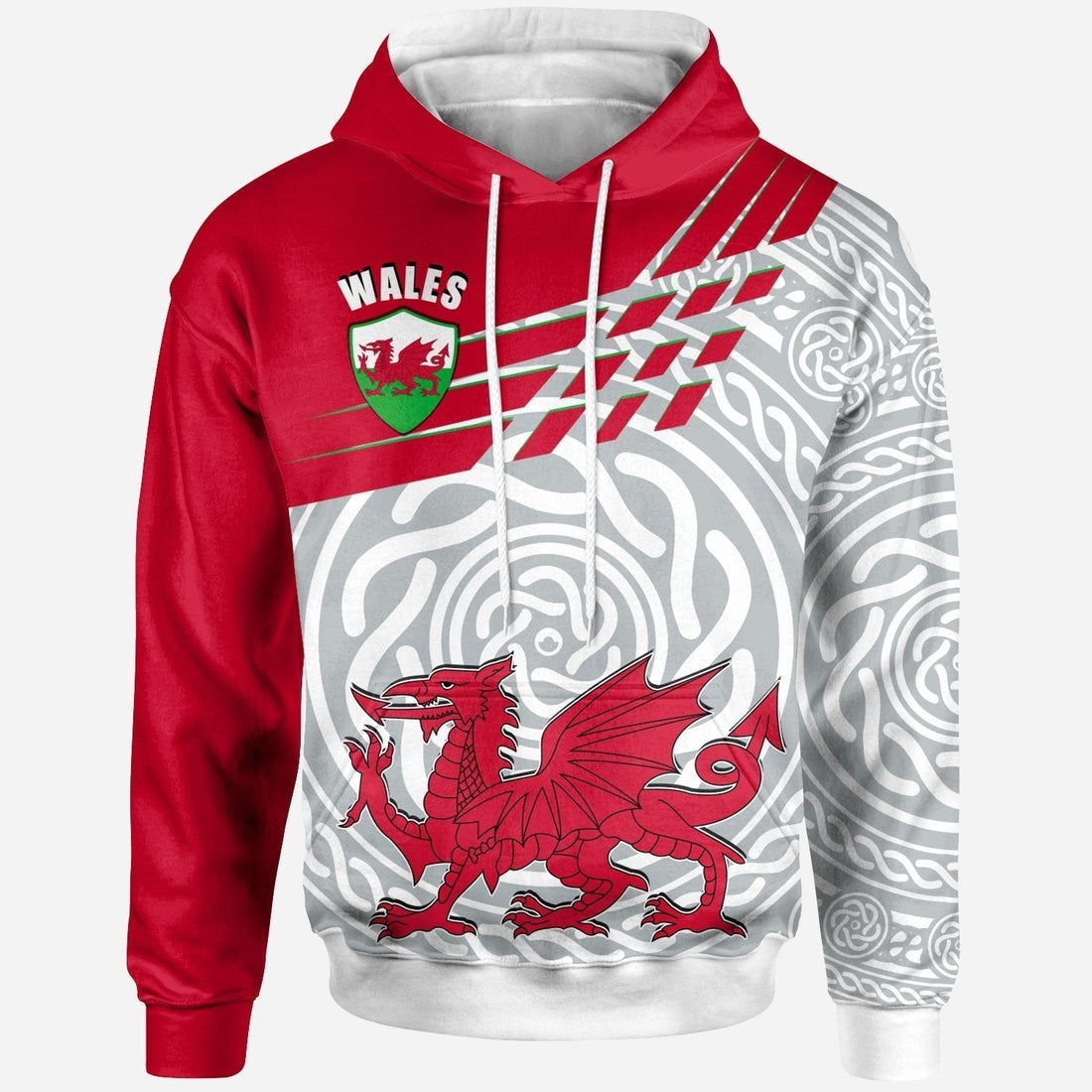 Wales Hoodie - Welsh Cymru With Celtic Patterns