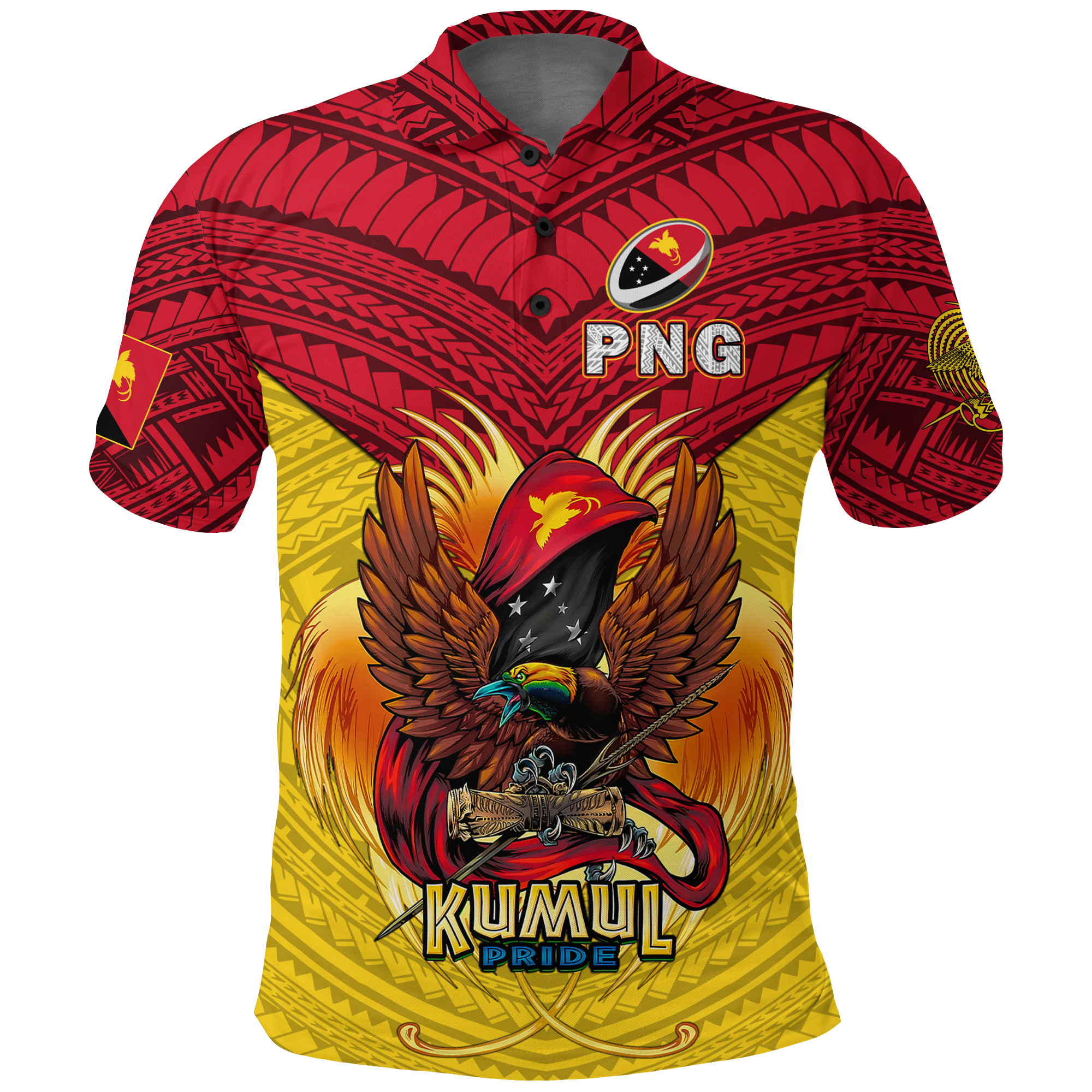 Custom Papua New Guinea Rugby Kumul Pride Polo Shirt LT2