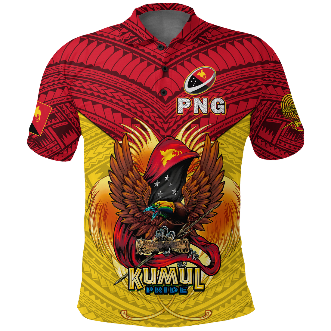 Custom Papua New Guinea Rugby Kumul Pride Polo Shirt LT2