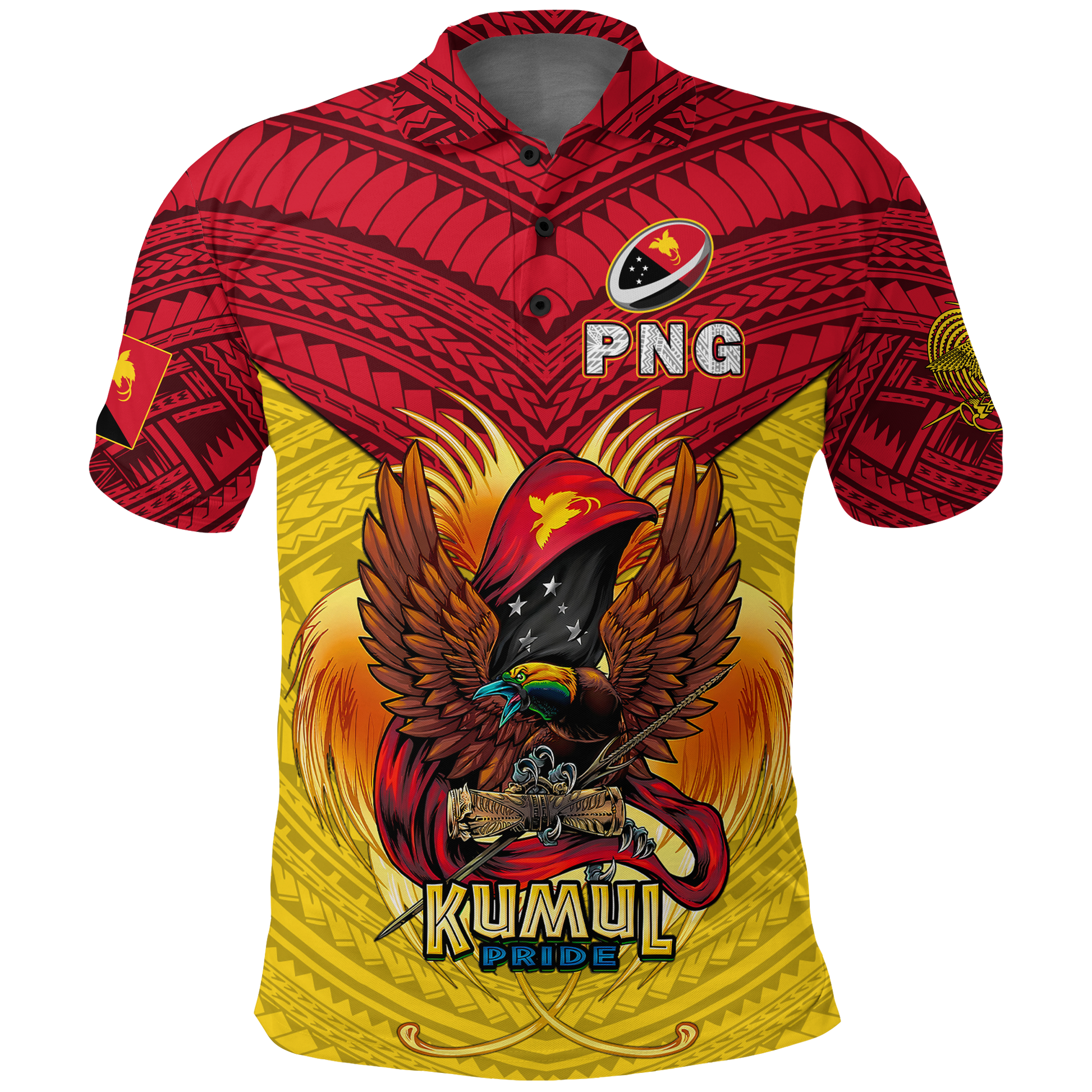Custom Papua New Guinea Rugby Kumul Pride Polo Shirt LT2