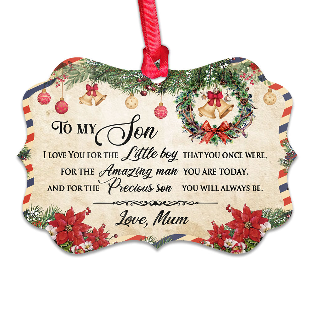 Family Christmas Letter Mom To Son Horizontal Ornament
