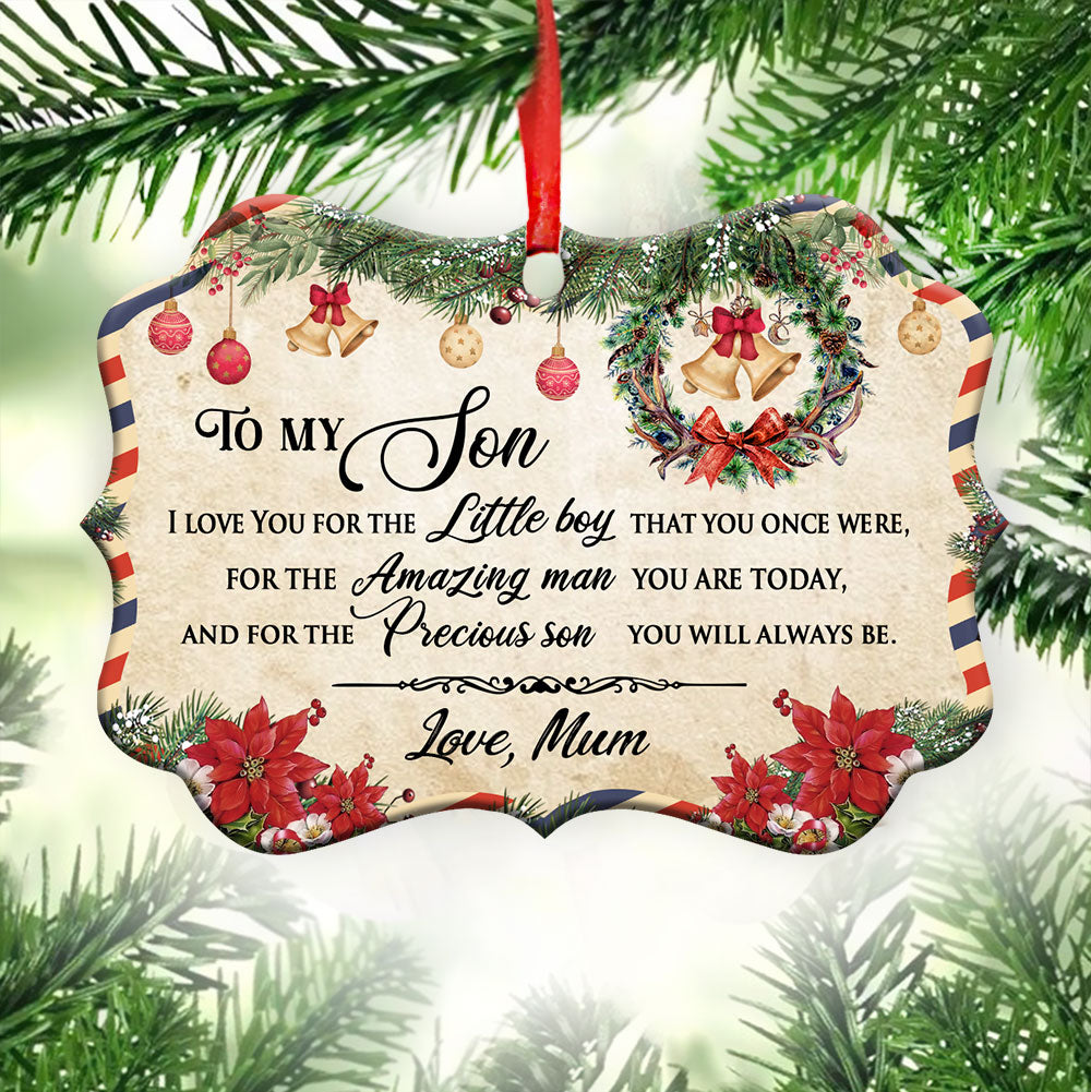 Family Christmas Letter Mom To Son Horizontal Ornament