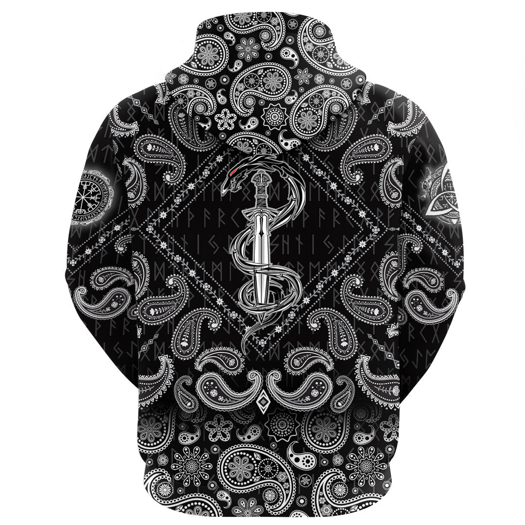 Viking Hoodie Fantastic Sword Of The and Dragon Fantastic Snake with Bandana Paisley Style RLT12