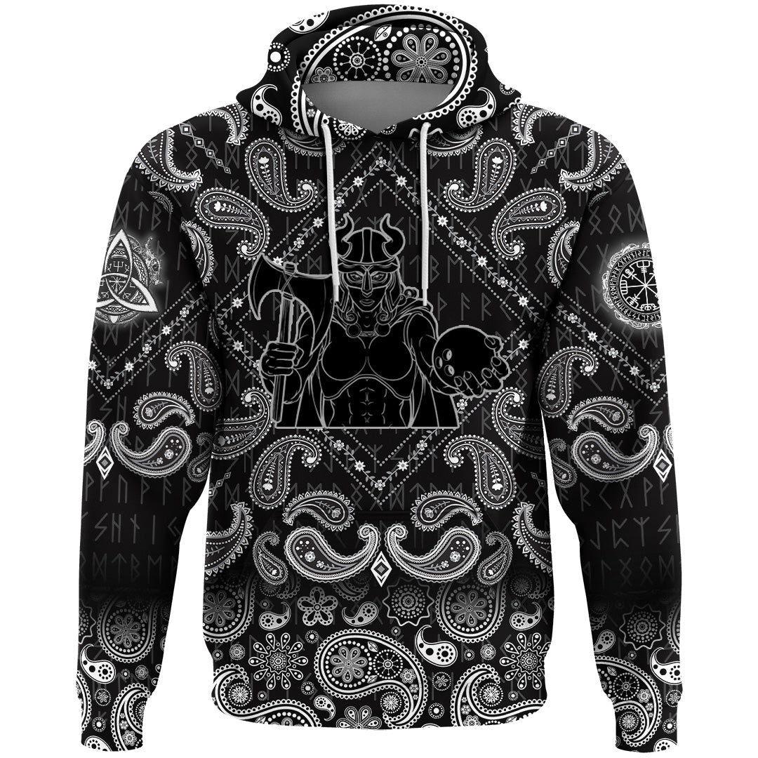 Viking Hoodie Female Warrior with Bandana Paisley Style RLT12