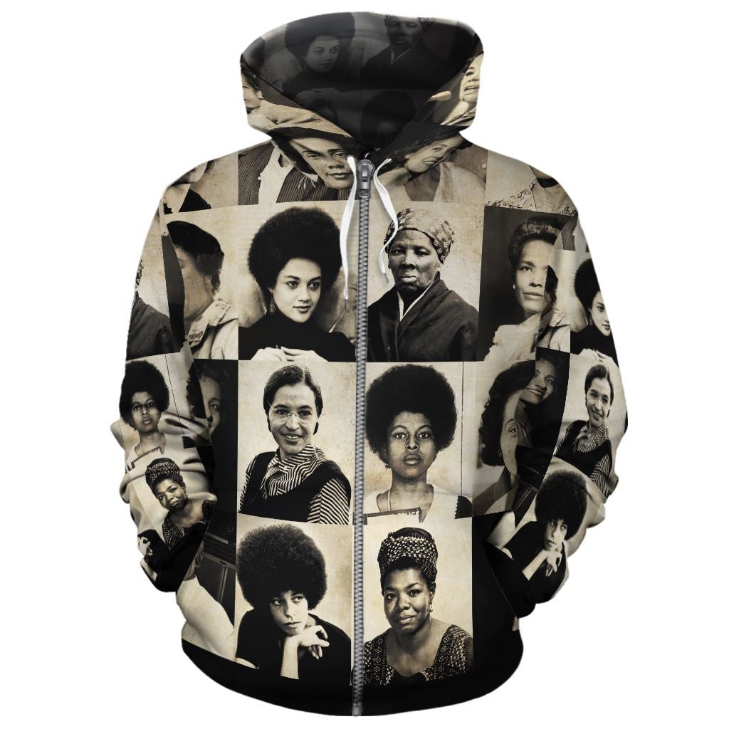 African Hoodie Female Civil Rights Leaders Zip Hoodie