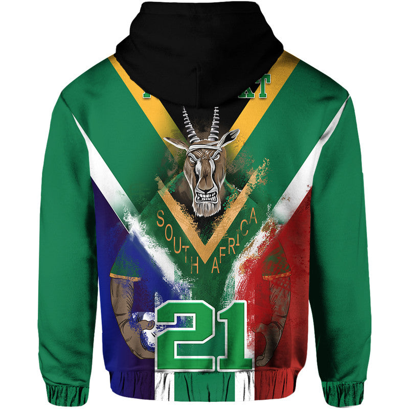Custom South Africa Springboks Rugby Hoodie Bokke Flag Style LT9