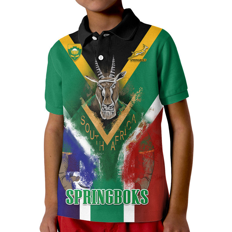 Custom South Africa Springboks Rugby Polo Shirt Bokke Flag Style LT9