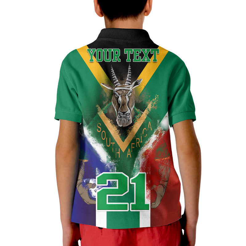Custom South Africa Springboks Rugby Polo Shirt Bokke Flag Style LT9