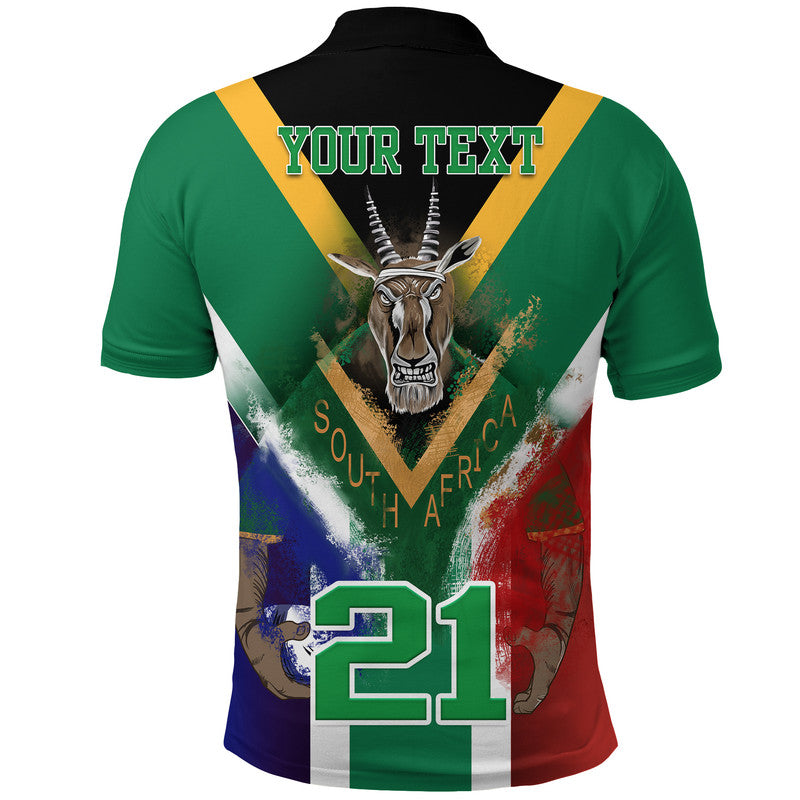 Custom South Africa Springboks Rugby Polo Shirt Bokke Flag Style LT9