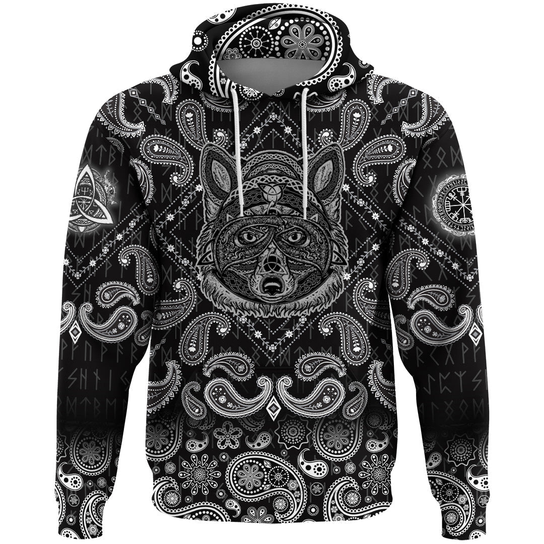 Viking Hoodie Fox In The Celtic Style with Bandana Paisley Style RLT12