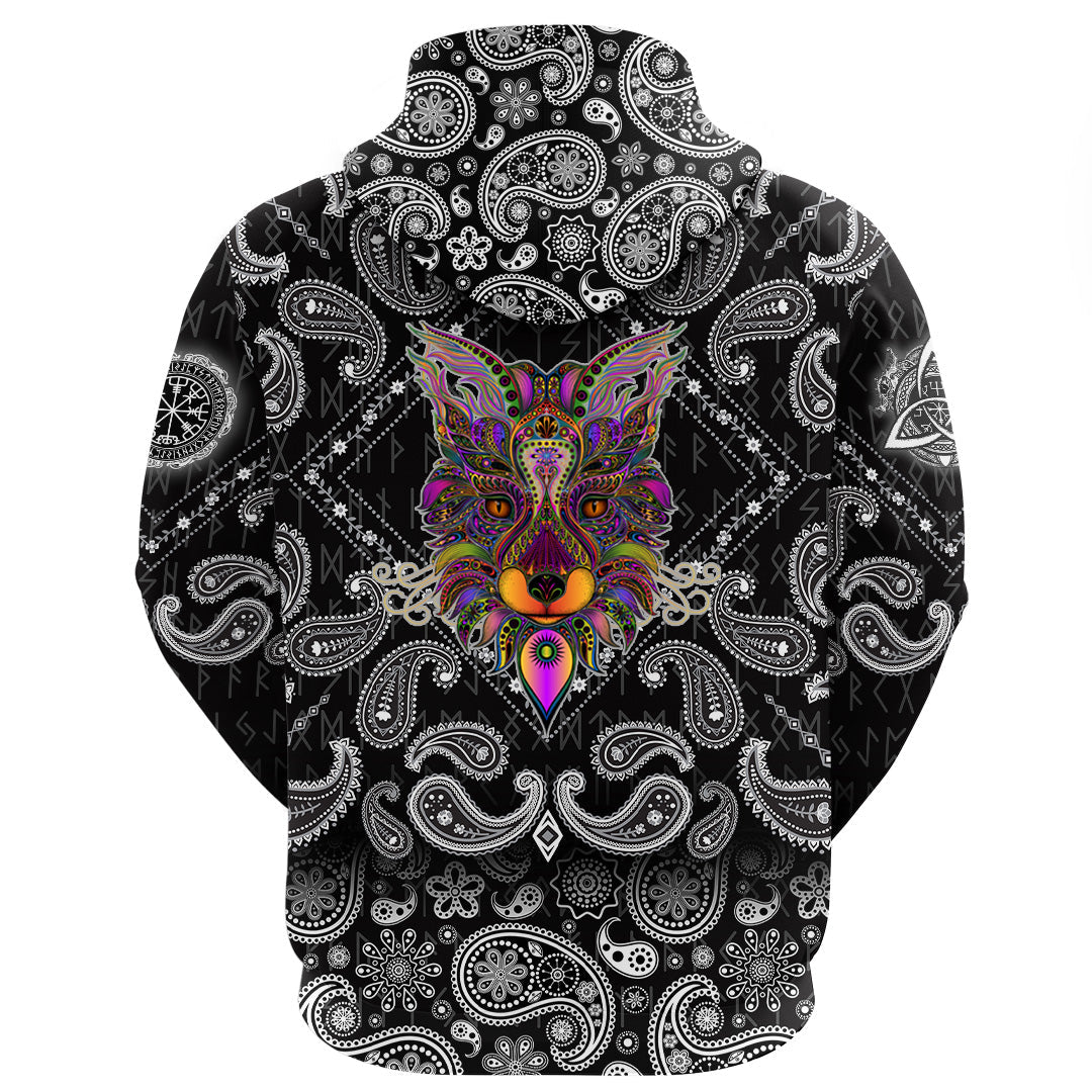 Viking Hoodie Fox with Bandana Paisley Style RLT12