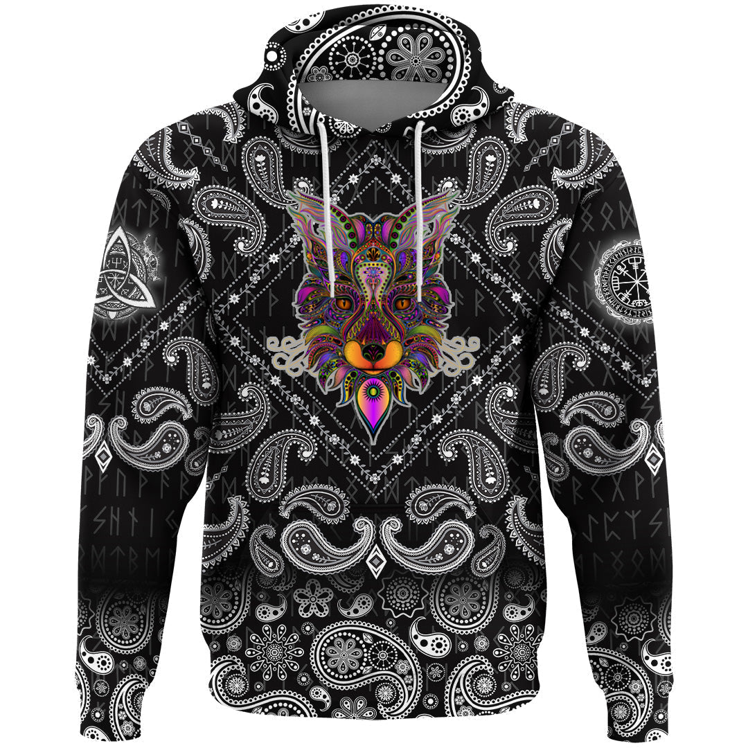 Viking Hoodie Fox with Bandana Paisley Style RLT12