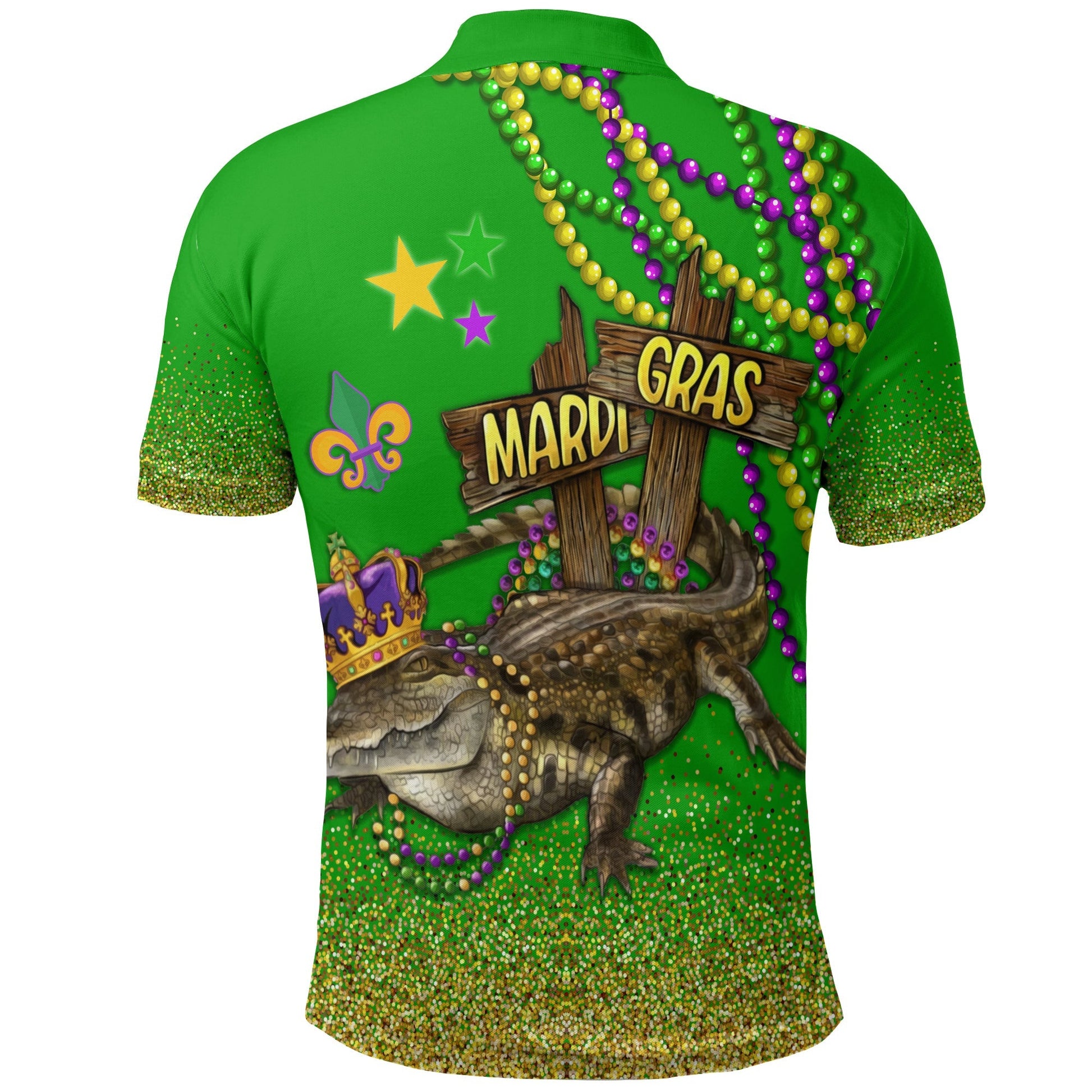 Polo Shirt Mardi Gras Throw Me Something Mister (Green) LT7