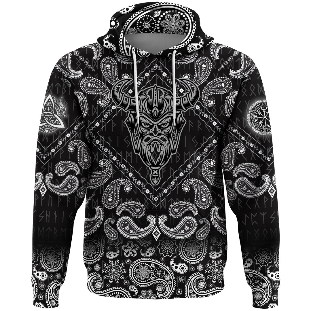 Viking Hoodie God Odin Helmet with Bandana Paisley Style RLT12
