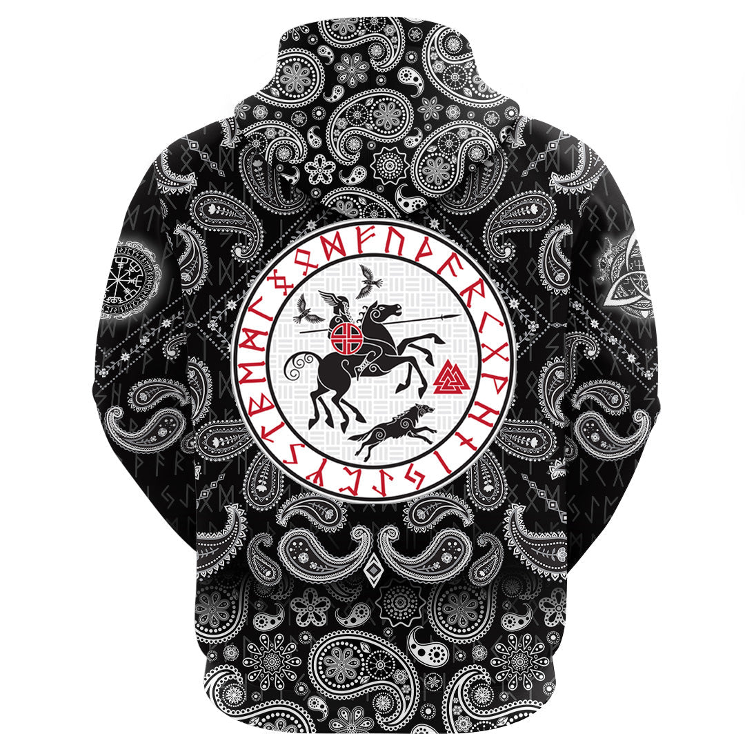 Viking Hoodie God Wotan with Bandana Paisley Style RLT12