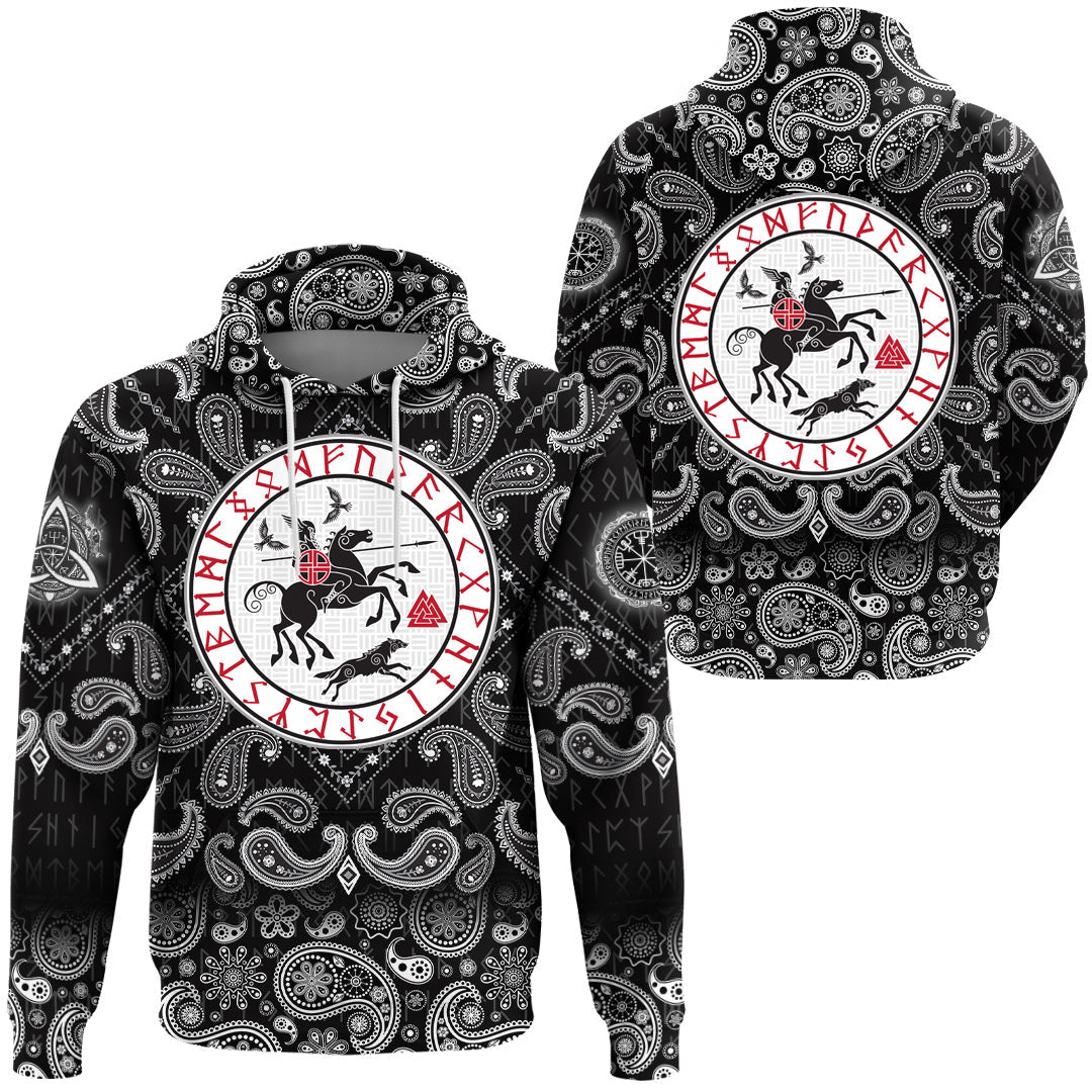 Viking Hoodie God Wotan with Bandana Paisley Style RLT12