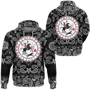 Viking Hoodie God Wotan with Bandana Paisley Style RLT12