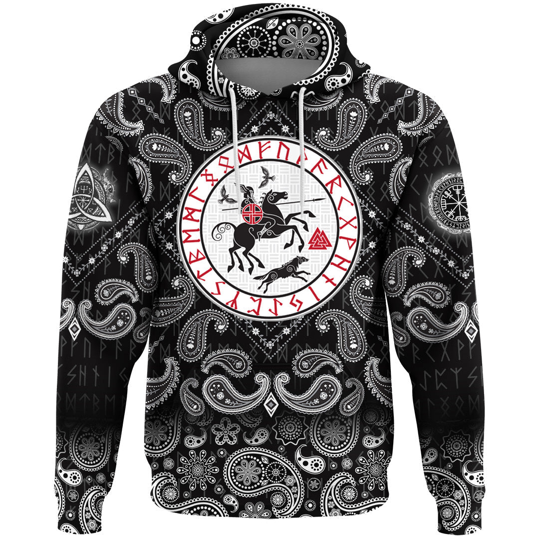 Viking Hoodie God Wotan with Bandana Paisley Style RLT12